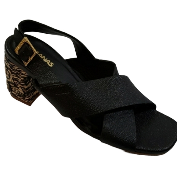 Kaanas~Size 6~Black Leather Sandals Java-Blk. - Picture 6 of 11